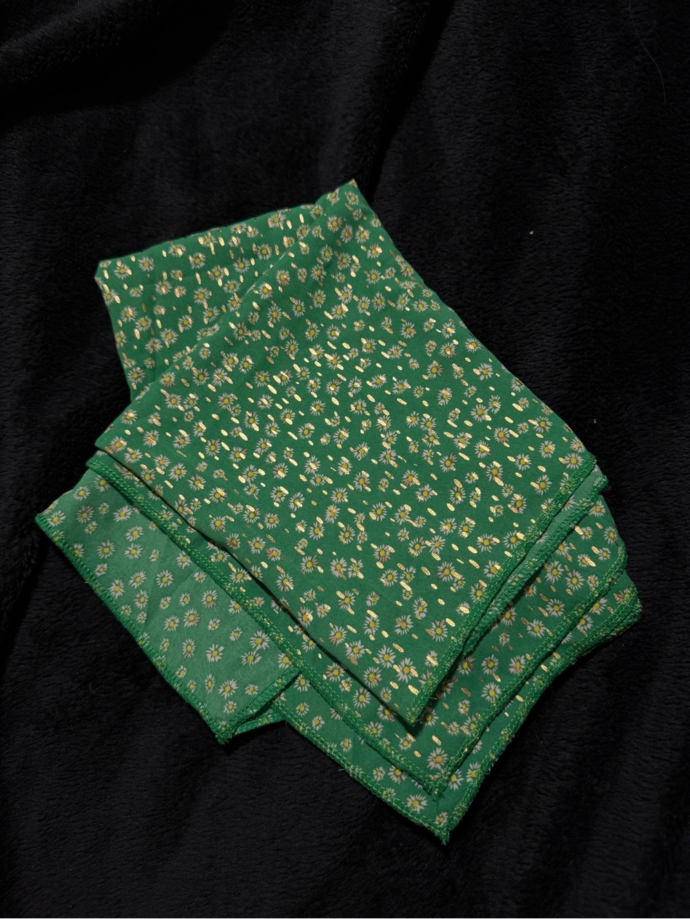 Kelly Green and gold floral rectangle scarf
